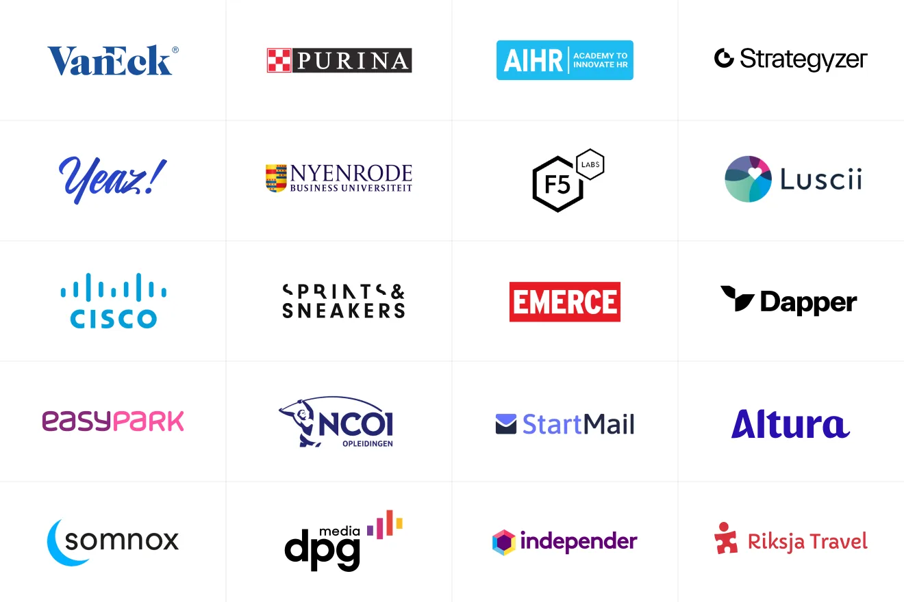 Meer klantlogo's o.a. VanEck, Purina, AIHR, Strategyzer en meer