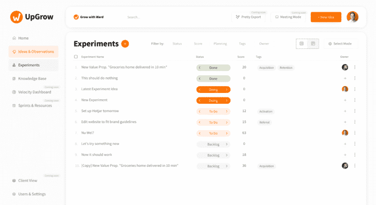 Upgrow - Experiment Management Software